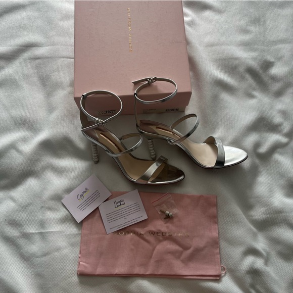 NWT Sophia Webster Rosalind Crystal Mid Sandal Silver Size 39.5 - Picture 3 of 13